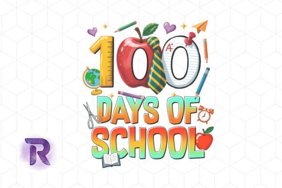 100 Days School Teach PNG: Graphics for Crafts