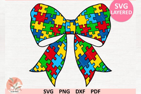 Autism Puzzle Coquette Bow: Graphics for Crafts
