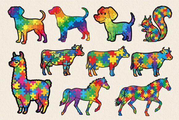 Autism Puzzle Farm Animals SVG for Crafts & Graphics