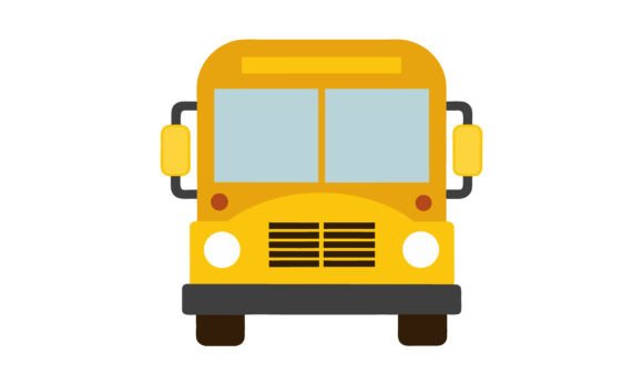 Cartoon School Bus Front View Graphics & Crafts