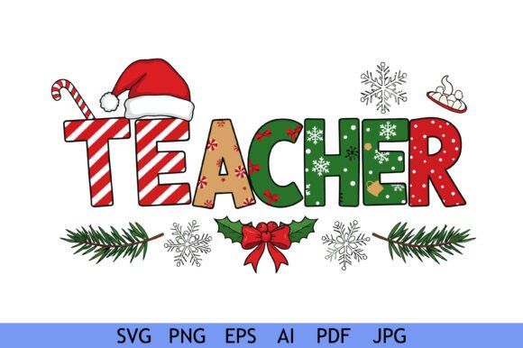 Christmas Teacher Word Art: Graphics for Crafts