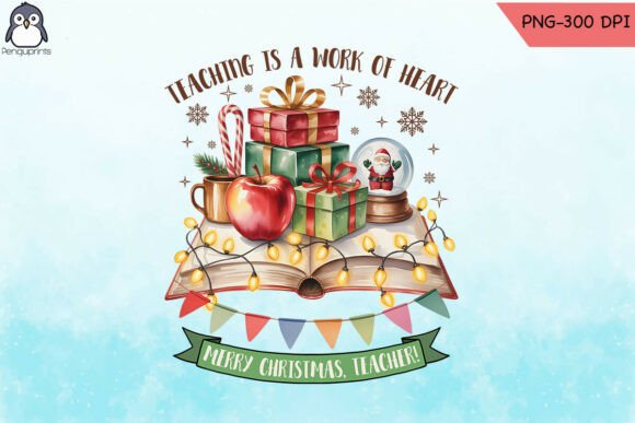 Christmas Teacher Work Heart PNG for Crafts & Graphics