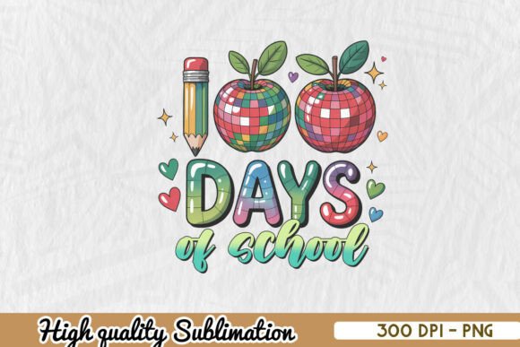 Colorful 100 Days School PNG for Graphics & Crafts