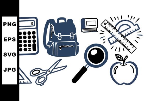 Hand Drawn School Supplies Graphics for Crafts