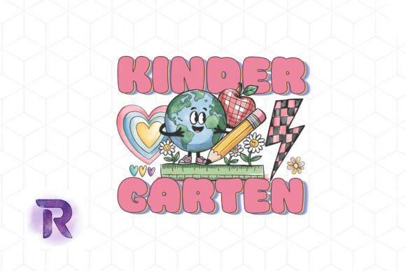 Retro Kindergarten Groovy Teacher Graphics for Crafts