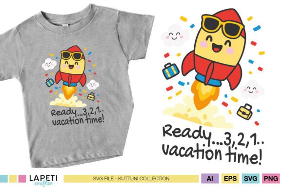 Rocket Vacation SVG: Kawaii Summer Graphics for Crafts