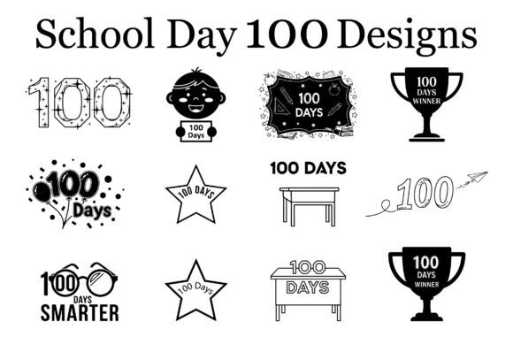 School Day 100 Graphics for Crafts