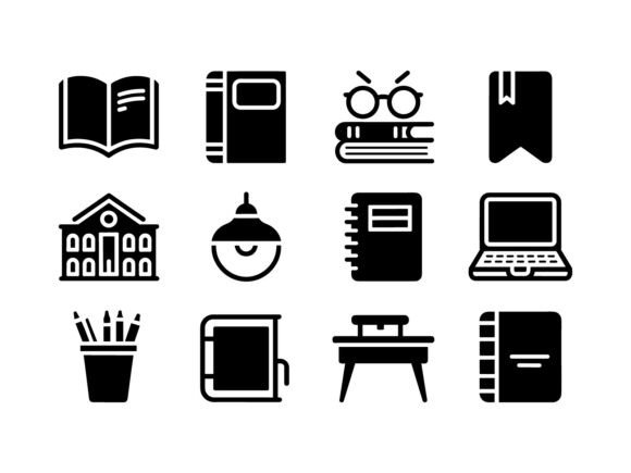 School Study Silhouette Graphics for Crafts