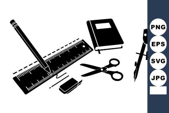 School Supplies Set Vector Art for Graphics & Crafts