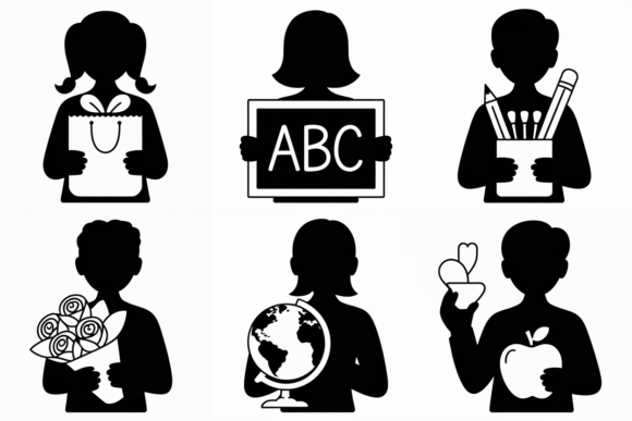 Teacher Silhouette Icons: Graphics for Crafts