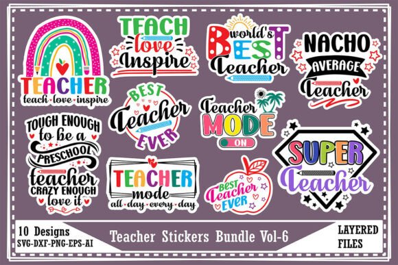 Teacher Stickers Bundle Vol-6: Graphics for Crafts