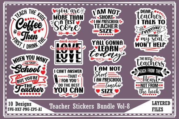 Teacher Stickers Bundle Vol-8: Graphics for Crafts
